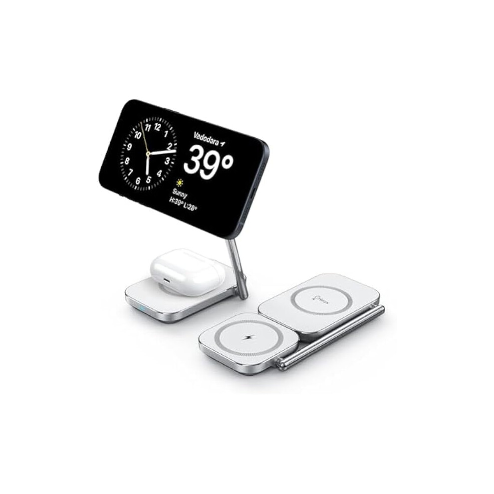 Fu19992-In-1 Magsafe Charger Stand, Zinc Alloy Foldable 20W Wireless Charger For Iphone 15/14/13/12 & Airpods 3/Pro/2 9418476636493