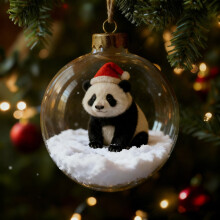 Christmas Animal Snow Globe Ornaments, Glass Ball with Santa Hat Figures for Tree Decor and Holiday Gift(E)
