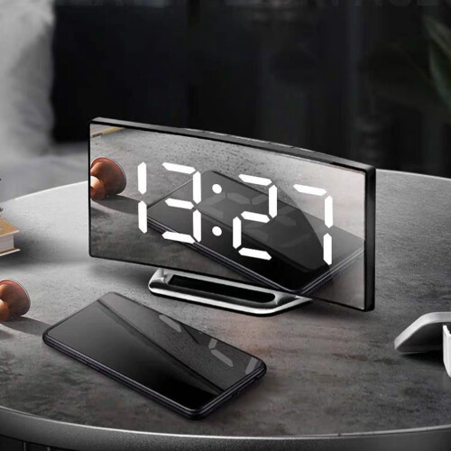 Relógio digital com tela LED, temperatura e data, USB 1