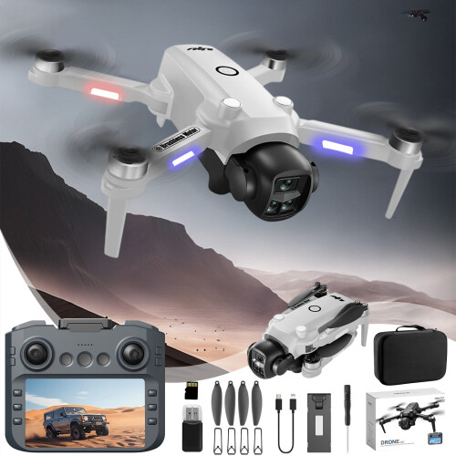 Γκρι Drone διπλής κάμερας χωρίς ψήκτρες με οθόνη 4,9", ανάλυση 1080P HD, πτήση 15 λεπτών, 1