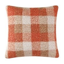 Capa de almofada xadrez laranja e preta, 45x45 cm (18x18 polegadas)