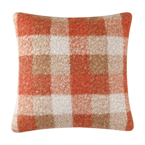 Capa de almofada xadrez laranja e preta, 45x45 cm (18x18 polegadas)