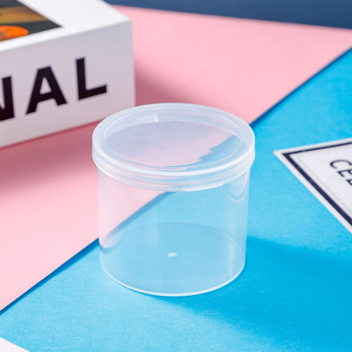 2 Pcs round Plastic Box Organizer, Transparent Storage Container for Swabs, Toothpicks, Coffee Cups, Small Tools