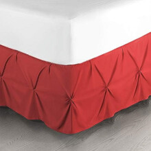 Jupe de lit double en microfibre rouge à plis pincés 54 x 75 x 14