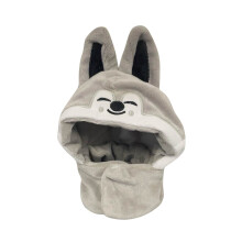 Stray Kids SKZOO Concert Light Cover Doll Cloak Hat – Adorable Plush Hooded Scarf for Kids & Adults, Soft Warm Cozy Winter Wear with Cute Ears