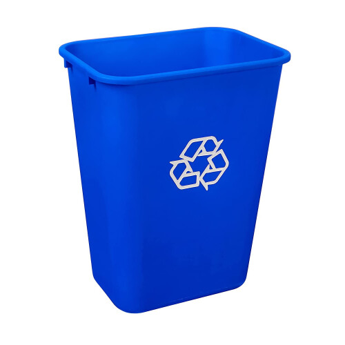 Papelera rectangular azul para oficina, 10 galones, 1 unidad