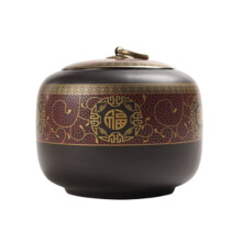 Retro-Teedose aus chinesischem Porzellan, braun, 1 Stück