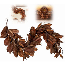 Guirlande de feuilles de magnolia brunes, 1,8 m, résistante aux UV et imperméable