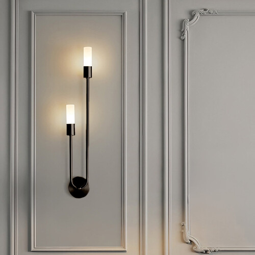 Lampada da parete a LED nera dimmerabile a luce calda a 2 vie