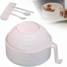 Sraith Babhlaí Ramen Micreathonnáin le Láimhseálacha Clúdaigh Strainer Spúnóg