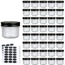 Frascos de vidrio negro con tapa, 118 ml (4 oz), paquete de 40 unidades