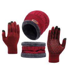 Winter Warm 3-Piece Hat, Scarf & Gloves Set for Men/Women – Solid Color, Cold Weather Protection, Outdoor Use