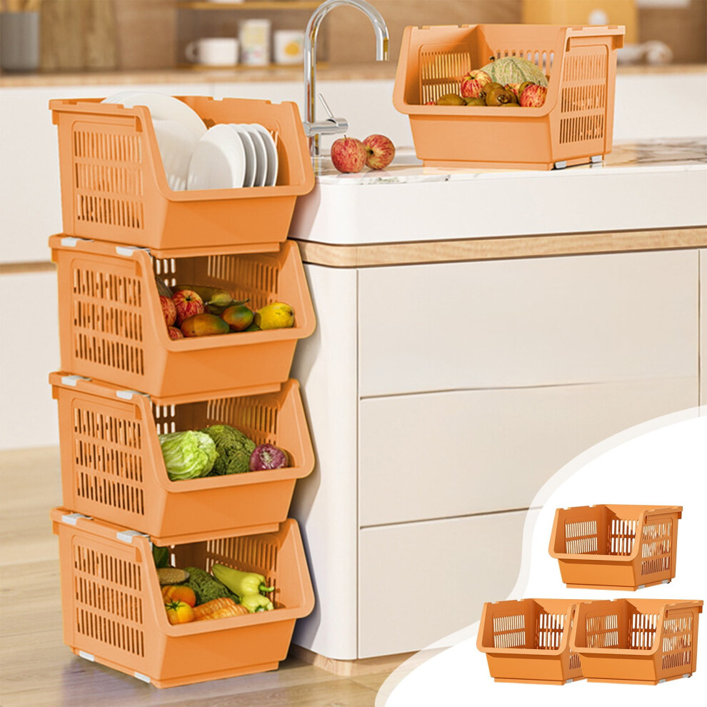 Stackable Storage Baskets ABS Plastic 3-Pack