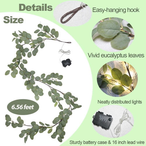 Eukalyptus-guirlande 2,1 m med 96 LED-lys 1