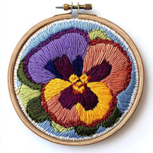 Abstract Pansy Punch Needle Kit for Beginners – DIY Yarn Embroidery Set with Printed Pattern & Hoop (20x20cm), Compatible with Punch Needle Tools