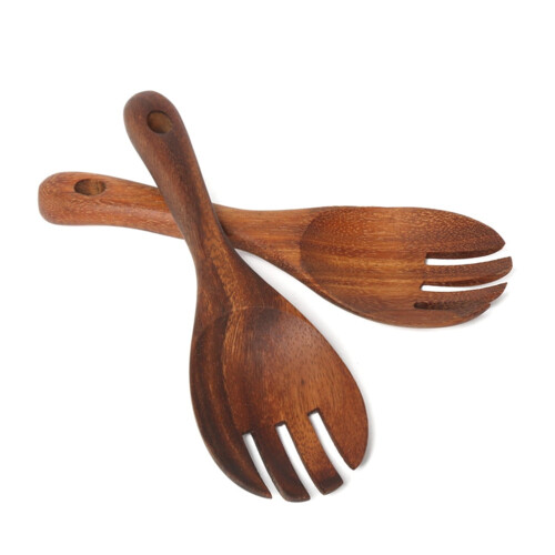 Acacia Salad Spoons Salad Fork Flatware Natural Rustic Look for Cooking 1Set