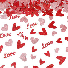 Red Glitter Love Hearts Confetti Table Decor 100pcs for Valentine's Day Anniversary