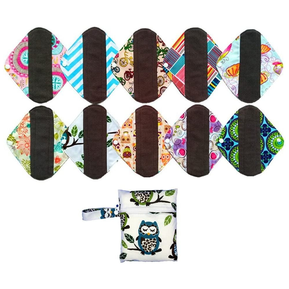 10PCS 8 Inch Reusable Washable Menstrual Pads Sanitary Pads Panty Liner