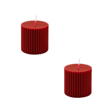 Vela cilíndrica rústica roja sin goteo, 2x2 pulgadas, paquete de 2