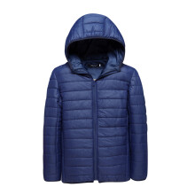 Jackets for Men Solid Casual Thicken Hooded Coat Zipper Cotton Padded Waterproof Jacket Winter Warm Coat Lightweight Puffer Jacket Navy XL