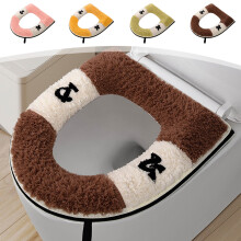 Housse de siège de toilette imperméable doublée en polaire avec fermeture éclair, une