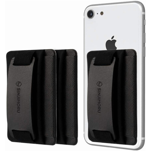 Phone Grip & Card Holder with Stand, Compatible with iPhone, 3-Pack Black