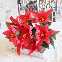 Bouquet de fleurs artificielles Sunxin en liquidation à moins de 2 $, 10 têtes de lys artificiels en soie, bouquet de mariée, décoration de fête