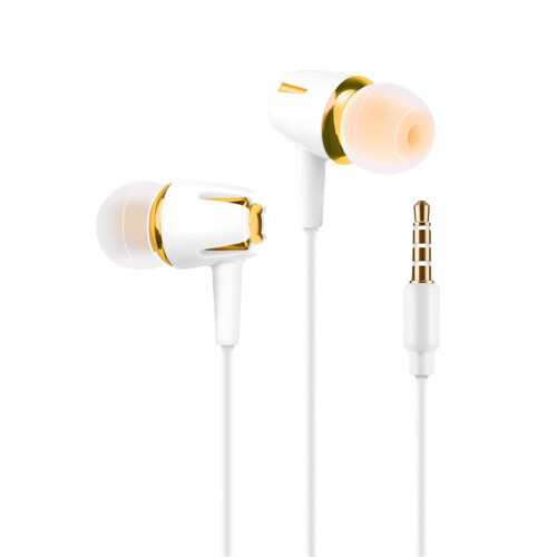 Fones de ouvido intra-auriculares luminosos com fio, microfone e graves.