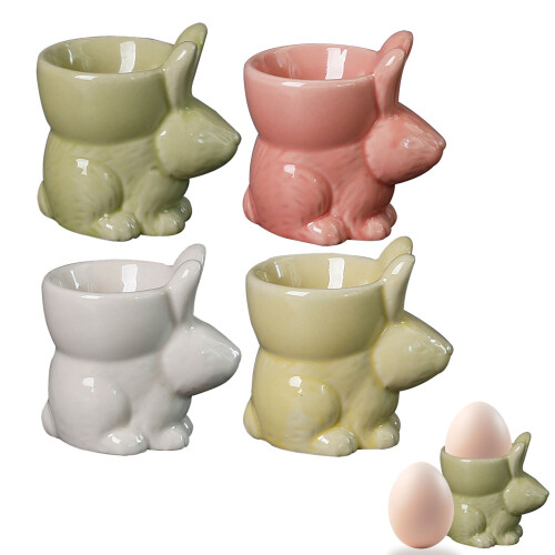 1PC Ceramic Rabbit Egg Cup Holder, Easter Egg Stand Decor – 3" Kitchen & Home Decor 1