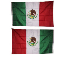Bandeira do México bordada em nylon, 90 cm x 150 cm, com presilhas.