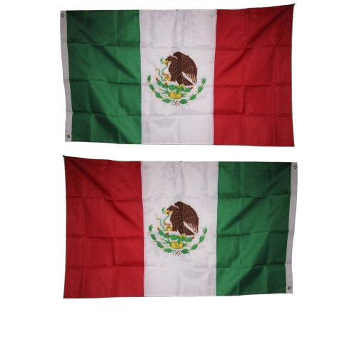 Mexiko-Flagge, gestickt, Nylon, 90 x 150 cm, mit Clips