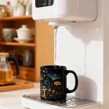 Cana de cafea ceramică cu design de ciuperci, potrivită pentru cuptorul cu microunde, 12 oz