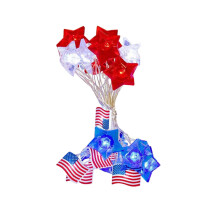 American Flag Copper Wire Lamp Fourth Of July Flag LED String Five Pointed Star String Lights Fourth Of July Decorative Lights String