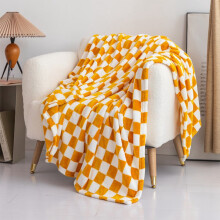 Yellow 27.6"x39.4" Fuzzy 3D Jacquard Throw Blanket – Super Soft Plush Flannel Fleece, Lightweight Cozy Decor for Couch, Sofa, Chair – Gifts for