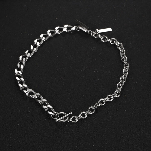 Κομψό Unisex κολιέ Hip-Hop Choker με κούμπωμα OTC και αλυσίδα από τιτάνιο 2