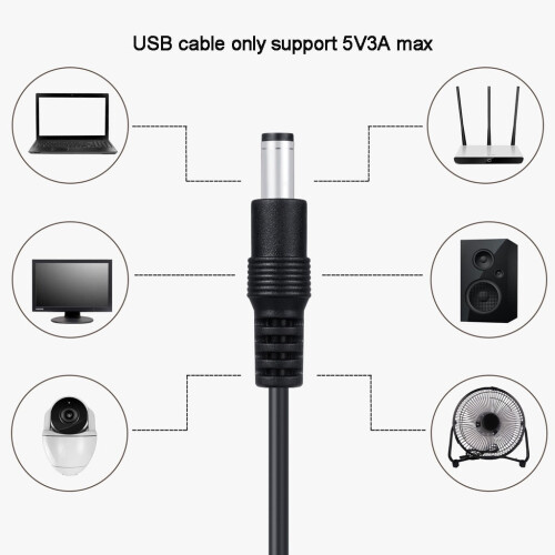 USB σε 5.5x2.1mm3.5mm4.0mm4.8mm6.4mm5.5x2.5mm Καλώδιο φόρτισης για λάμπα LED ανεμιστήρα ηχείου 1