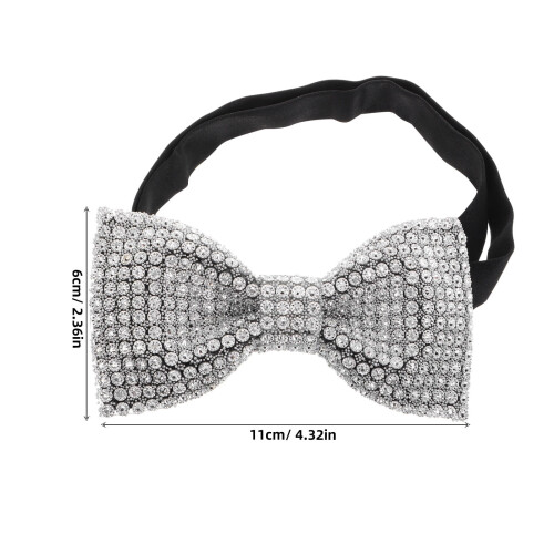 Mens Rhinestone Bow Tie Wedding Accessory Dazzling Design 1