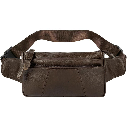 Marsupio unisex marrone con tracolla regolabile, borsa da esterno
