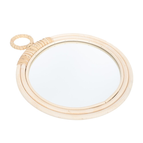 Miroir mural en osier beige 33 x 26,5 cm