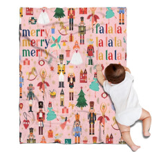 Pink Christmas nutcracker blanket soft lamb wool 30x40 inch