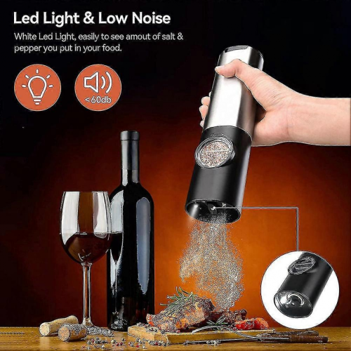 Rechargeable Electric Salt And Pepper Grinder Set With Double Charging Base, Usb Cable, Automatic S 1