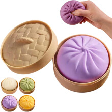 Třpytivý knedlík Squishy v napařovací krabičce – fialový, super