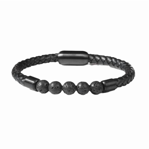 Herren-Lederarmband mit Natursteinperlen
