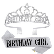 Set composto da corona e fascia rosa per compleanno, per donne e ragazze.