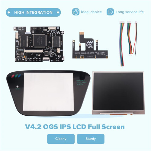 IPS V4.2 Pre-Laminated Screen MOD Kits for  Game Gear Highlight Brightness Backlit LCD Screen for  GG Console 2
