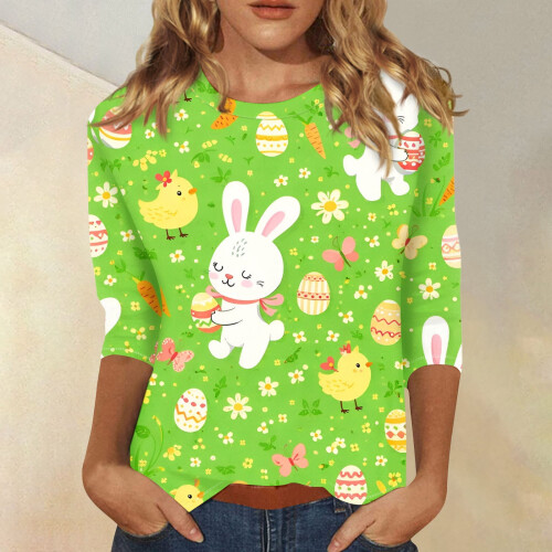 Women's Easter T-Shirt with Egg Graphic, S-3XL 1