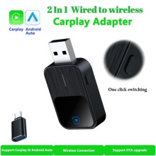 Wireless 2 In1 CarPlay Adapter for Android Wired to Wireless Carplay AI Box USB Type C Connection Auto Car Dongle