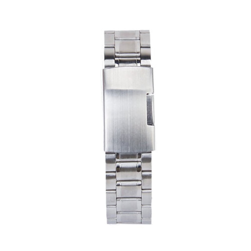 Stainless Steel Watch Band Strap with Solid Links and Foldover Clasp Silver 20mm 1