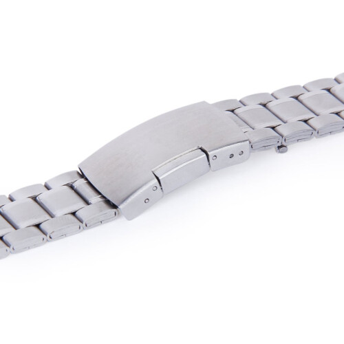 Stainless Steel Watch Band Strap with Solid Links and Foldover Clasp Silver 20mm 2