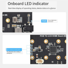 Waveshare for Raspberry Pi 5 PCIe to 4-CH M.2 NVMe SSD Adapter Board Compatible with 2280/2260/2242/2230 M.2 Hard Drives